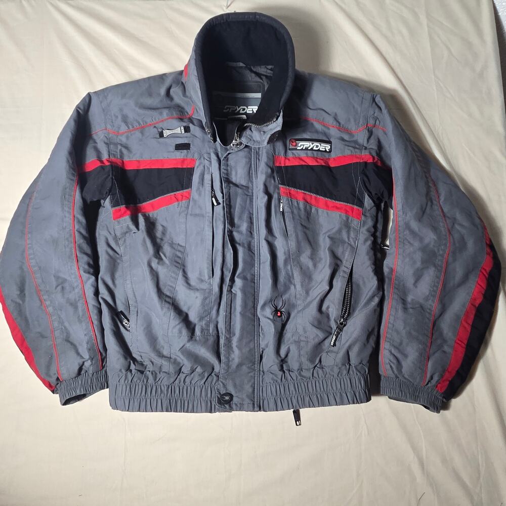 Spyder Men's Medium Ski Jacket Thinsulate Colorblock Gray Red Black Vintage